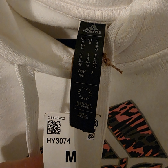 Adidas New White Hoodie Size M Youth 12-14 - Picture 5 of 10